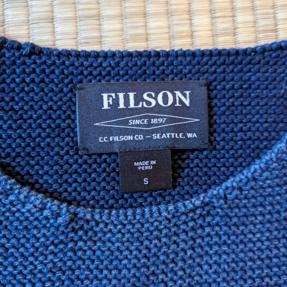 Filson Lake Quinault Crewneck Sweater Blue Knit Women's Size Small Made in Peru - Picture 3 of 6